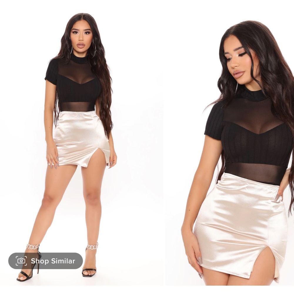 Sheer top Black Ribbed Bodysuit
